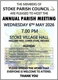 ANNUAL PARISH MEETING & ANNUAL PARISH COUNCIL MEETING - WEDNESDAY 6TH MAY 2026